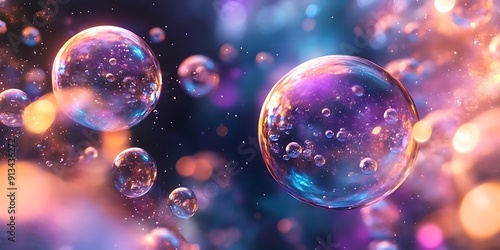 Wallpaper Mural Abstract Background with Colorful Bubbles and Glowing Lights Torontodigital.ca