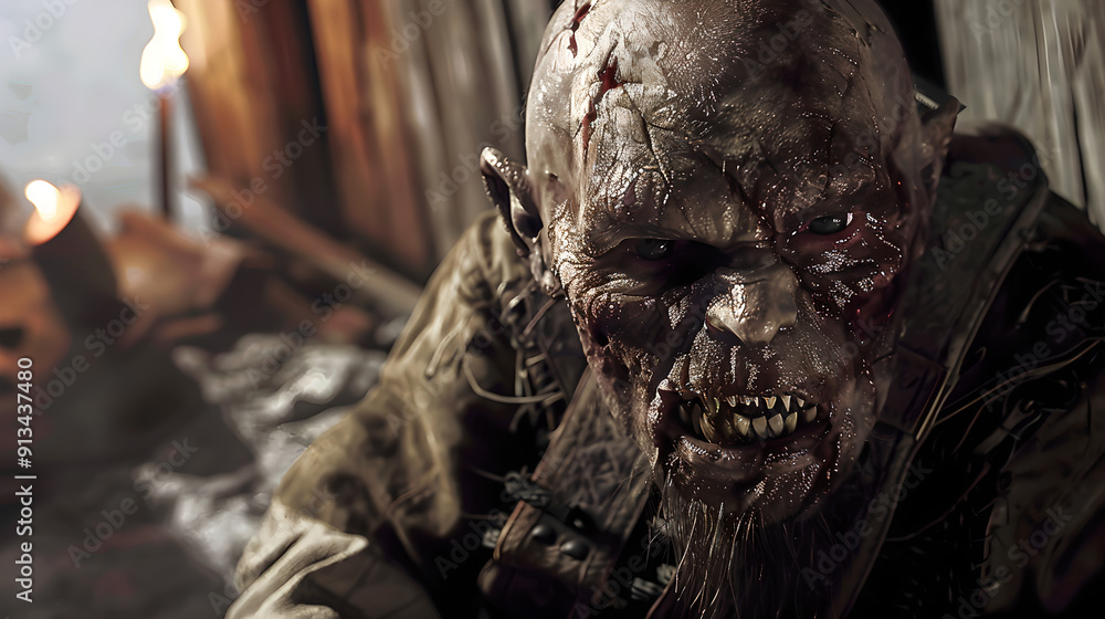Orc Warlord in a Fierce Battle Orc Warlord in a Fierce Battle