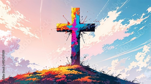 A colorful cross | christ cross
