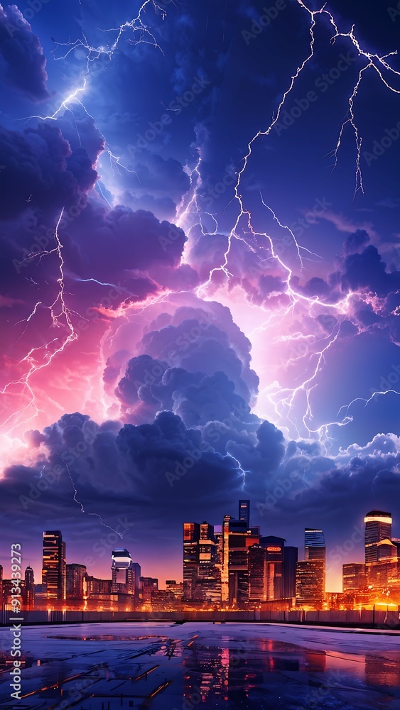 Obraz premium lightning in the city