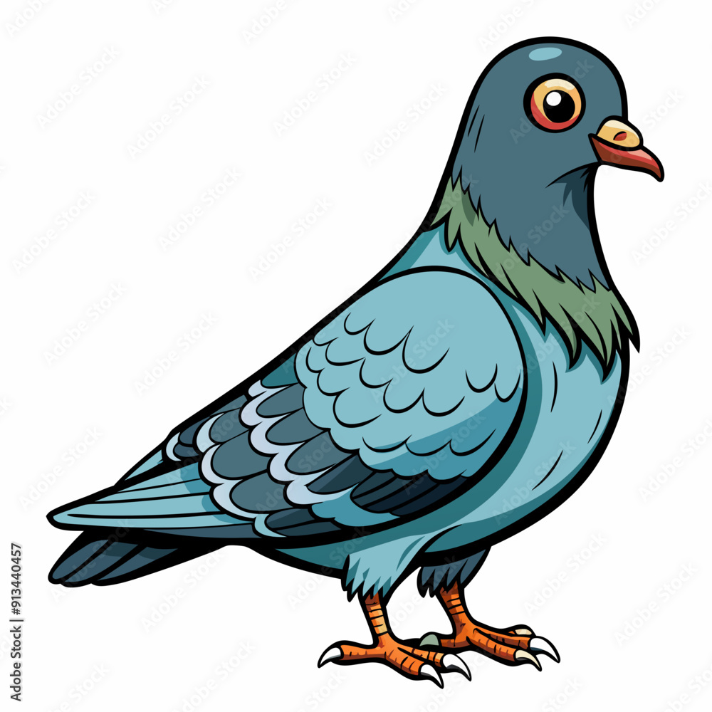 Fototapeta premium Pigeon isolated on white, Pigeon vector illustration, bird on a branch vector art, Pigeon silhouette, bird vector icon, Pigeon on a branch vector, eps