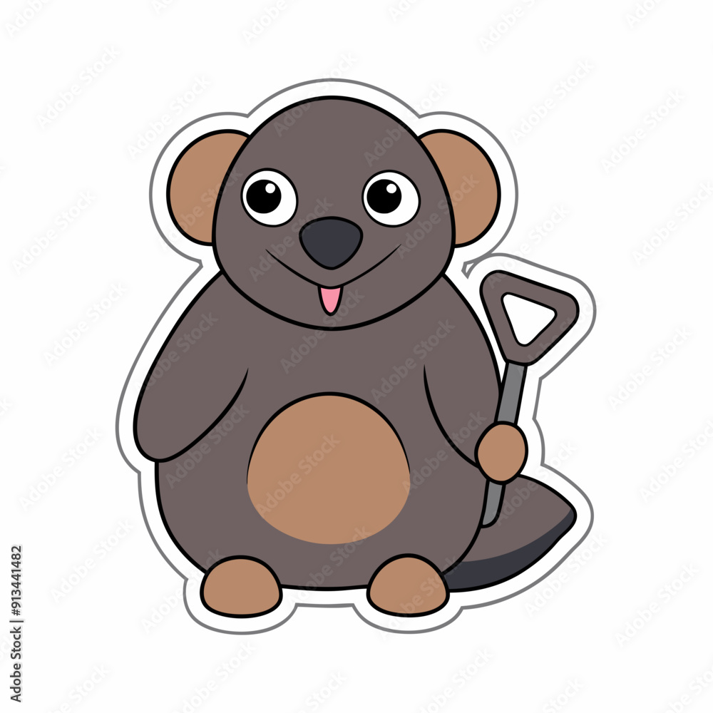 Mole holding a tiny shovel, Mole holding a tiny shovel,