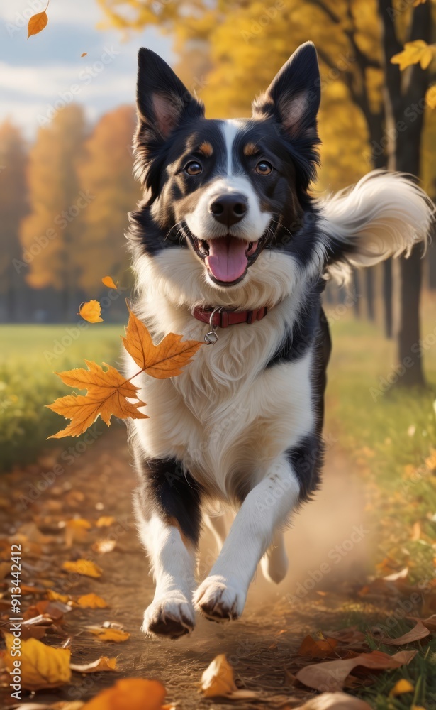 Cute sheltie collie puppy running generative ai Cute sheltie collie puppy running generative ai
