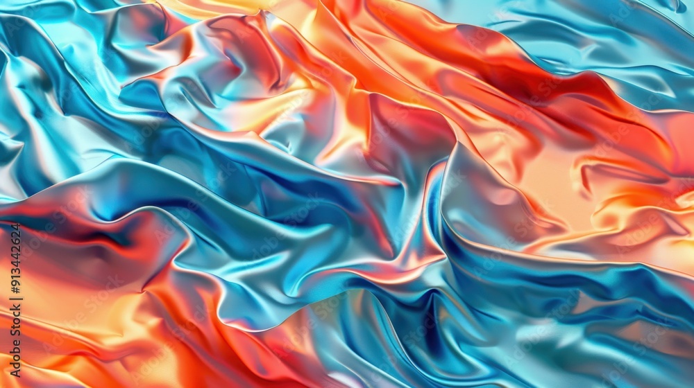 Abstract Blue and Orange Silk Drapery Abstract Blue and Orange Silk Drapery