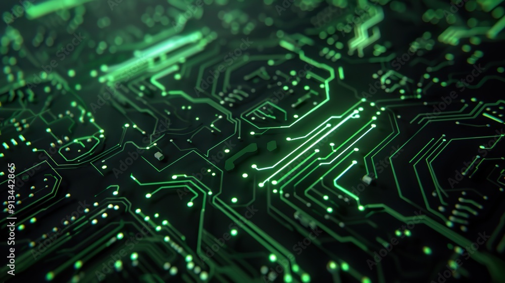 Techno background with green circuit Techno background with green circuit
