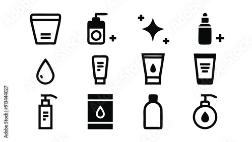 Set of 10 editable icons representing skin care products. Vector illustration.