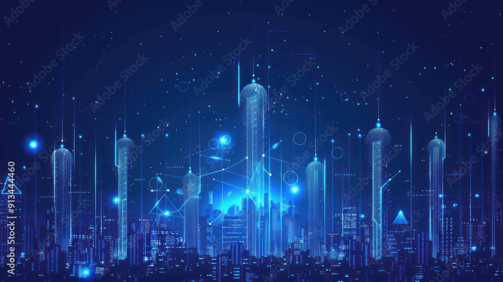 Futuristic Cityscape with Digital Connections Futuristic Cityscape with Digital Connections