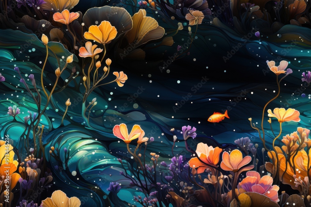 Underwater Dreamscape with Goldfish Underwater Dreamscape with Goldfish