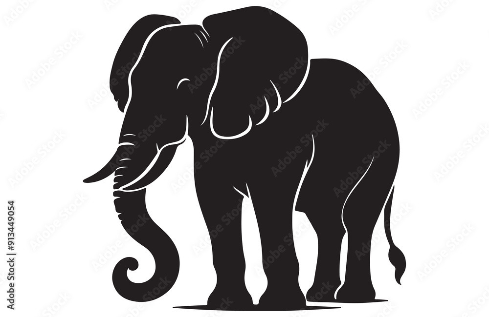 Fototapeta premium vector silhouette of an Elephant on a white background