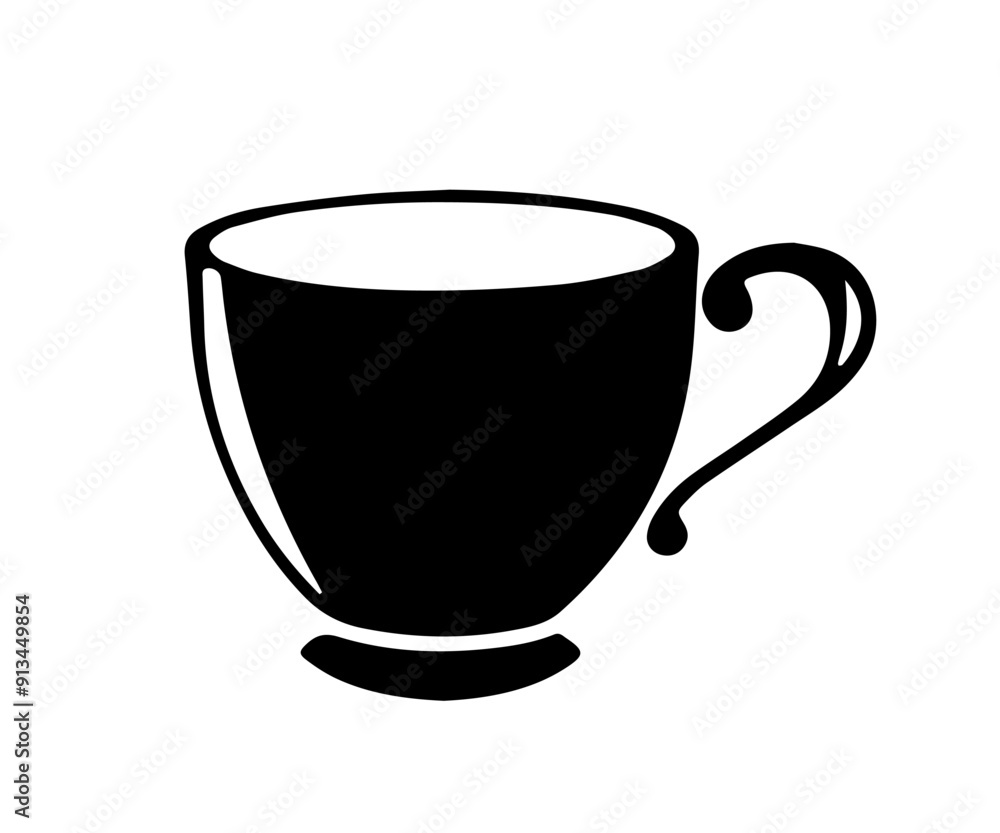 Black and White Cup Illustration Black and White Cup Illustration