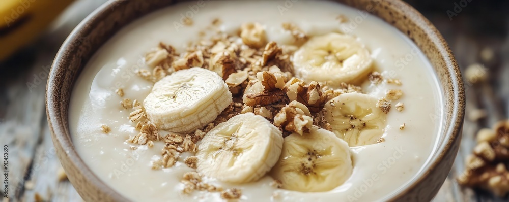 Highprotein banana smoothie bowl with Greek yogurt and nuts, Banana Smoothie Bowl , Fitness and health Highprotein banana smoothie bowl with Greek yogurt and nuts, Banana Smoothie Bowl , Fitness and health