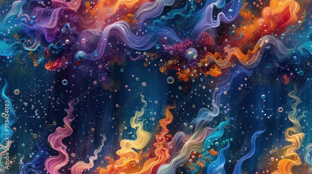 Abstract Colorful Swirls with Bubbles and Glitter Abstract Colorful Swirls with Bubbles and Glitter