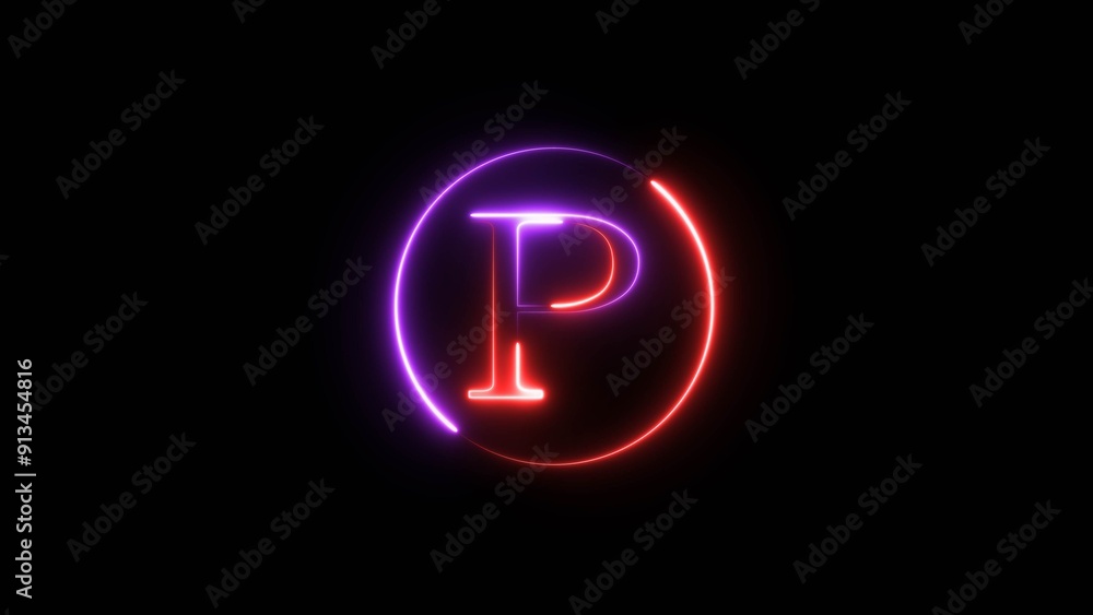 Bright neon letter, alphabet font icon illustration on black background. Bright neon letter, alphabet font icon illustration on black background.