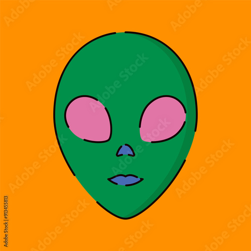 Green Alien Mask Illustration