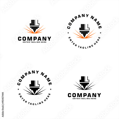 Laser Cutting logo design, laser cutting vector, vintage laser cutting

