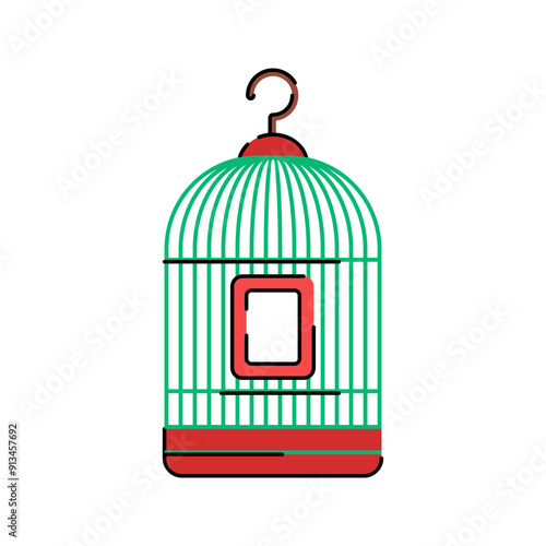 Bird Cage Illustration Isolated om White Background