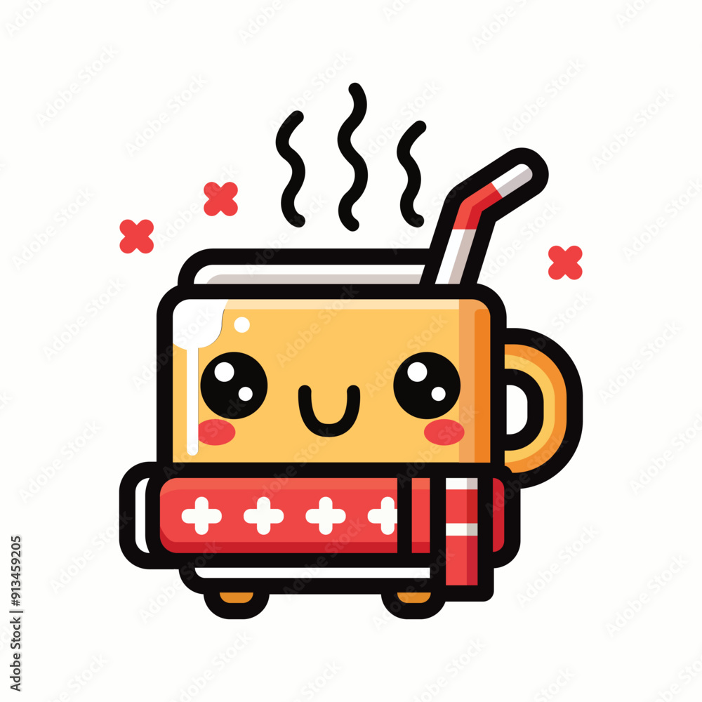 Christmas kawaii hot Hot Toddy cup flat icon Christmas kawaii hot Hot Toddy cup flat icon