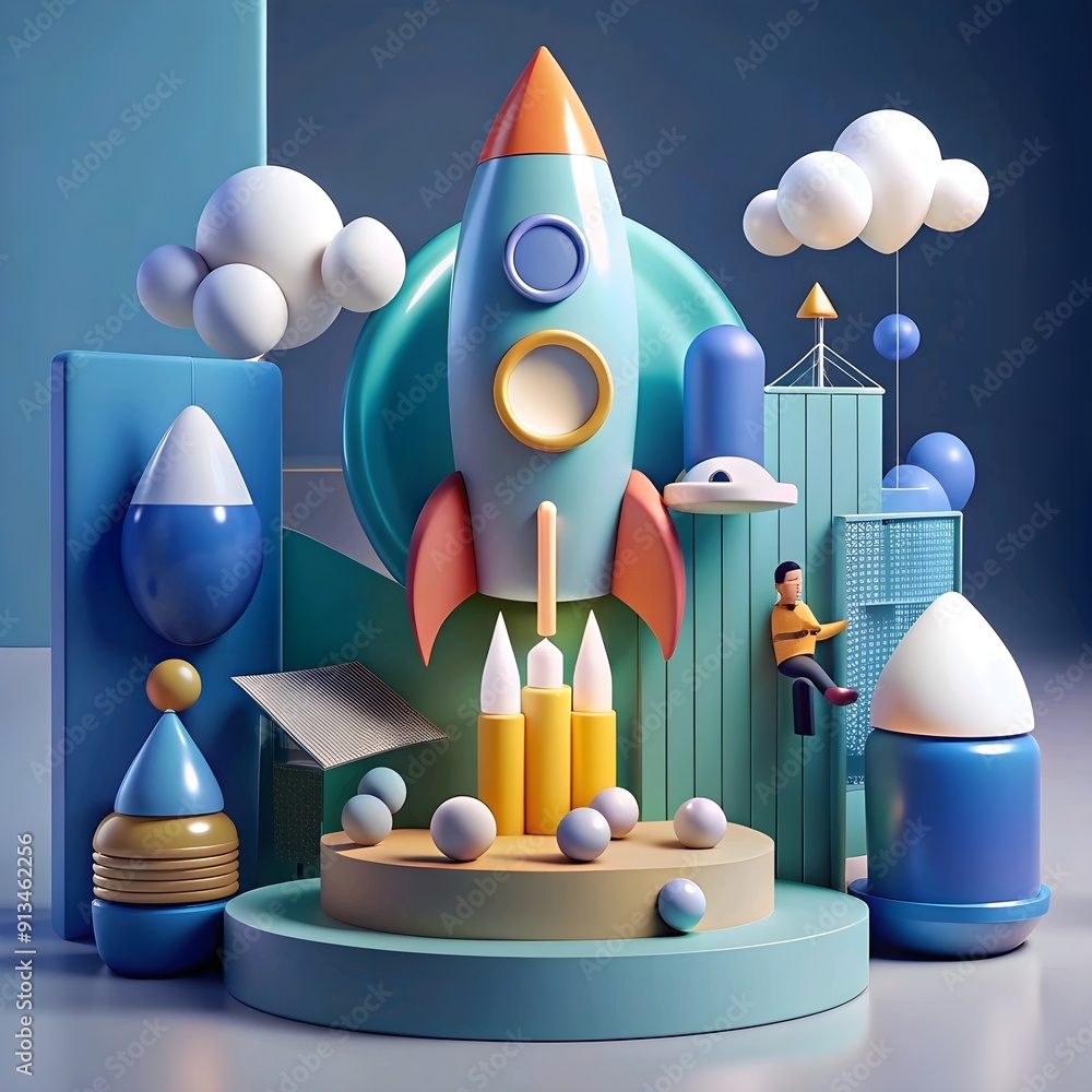 cartoon 3d rendering startup cartoon 3d rendering startup