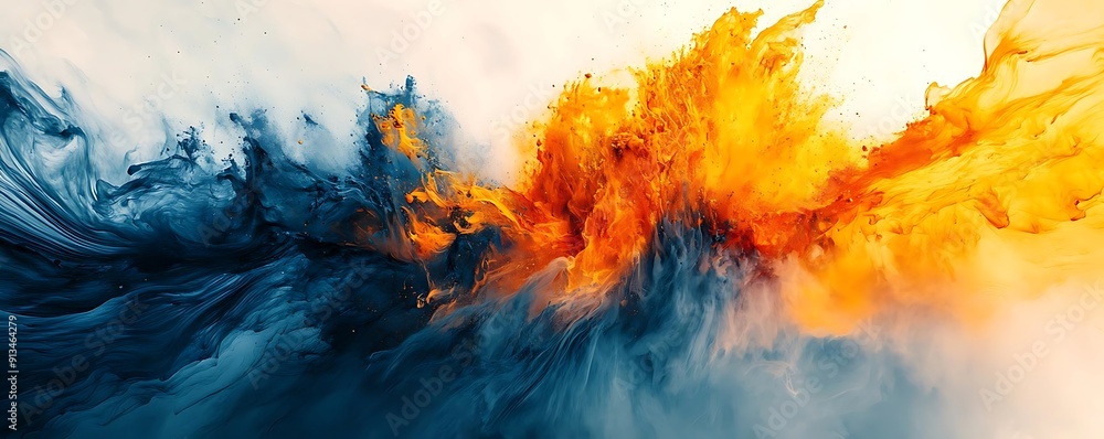 Abstract Ink Swirl Illustration with Blue and Orange Colors Abstract Ink Swirl Illustration with Blue and Orange Colors