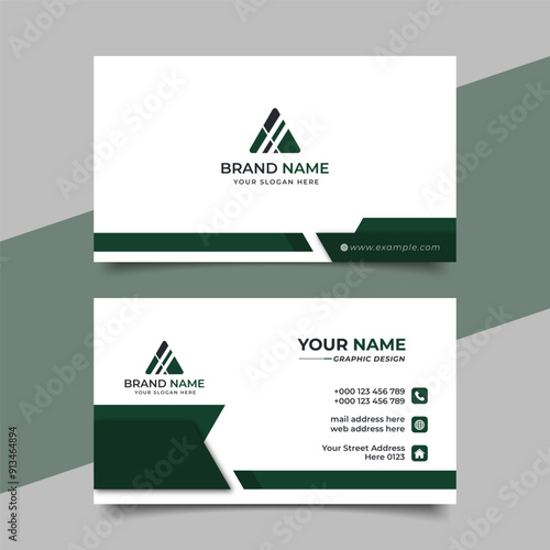 Creative modern green business card design, name card corporate visiting card and simple clean template vector design