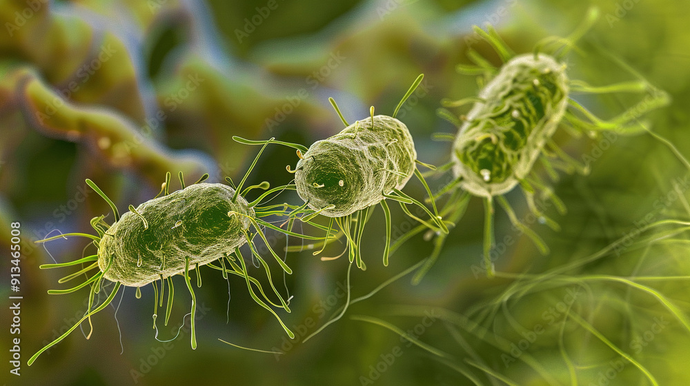 Fototapeta premium closeup bacteria being killed under a microscope