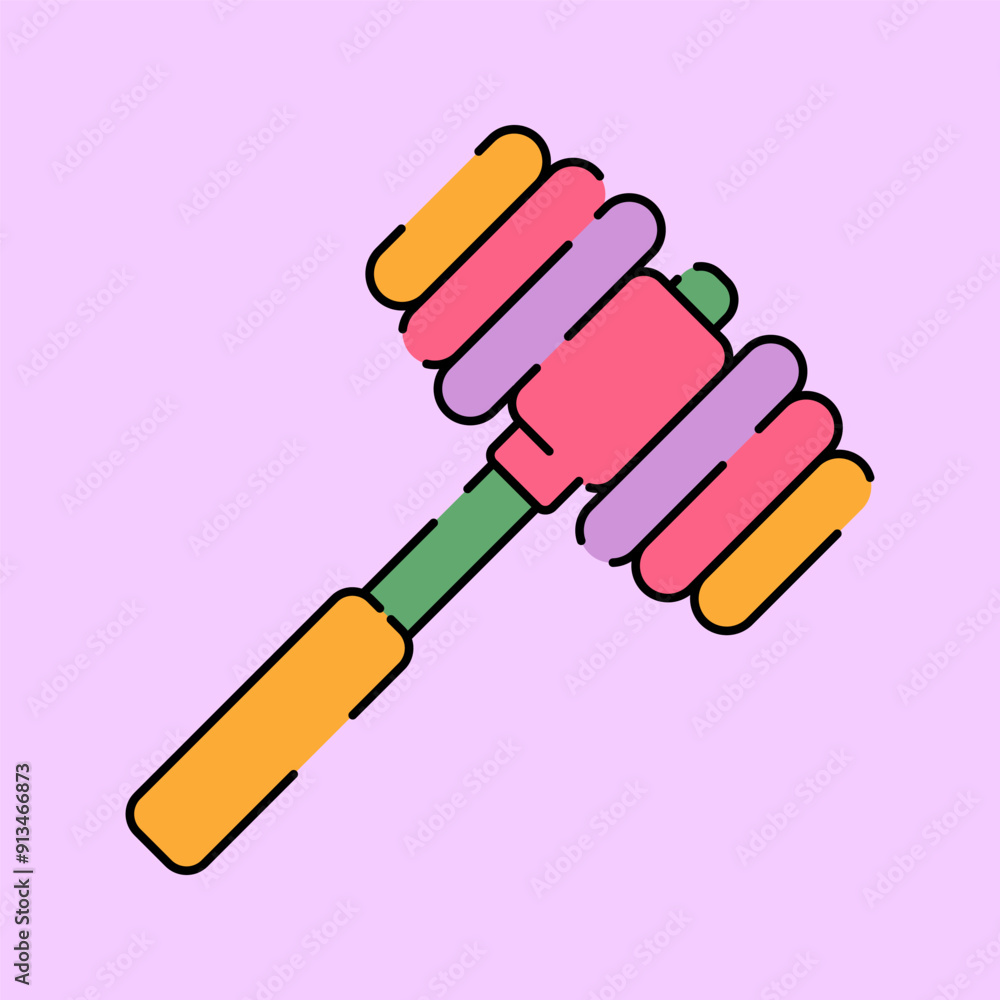 Cute Squeak Hammer Toys for Kids Isolated on Pink Background Cute Squeak Hammer Toys for Kids Isolated on Pink Background