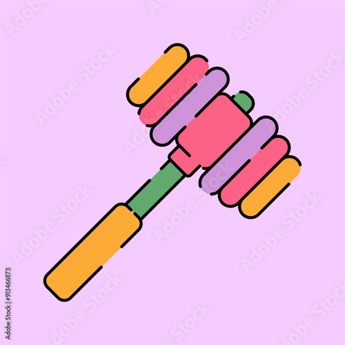 Cute Squeak Hammer Toys for Kids Isolated on Pink Background