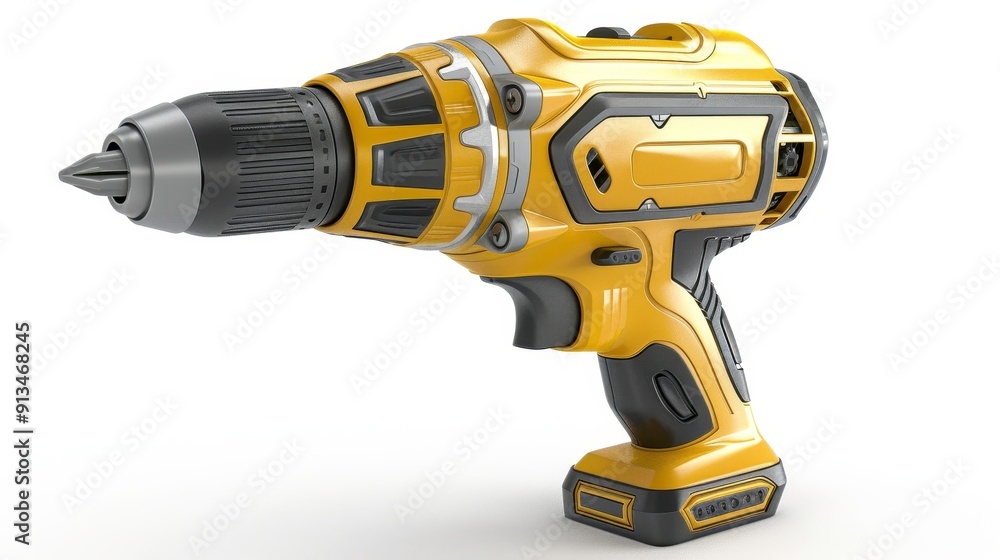 Impact driver, 3D illustration, realistic, isolated on white background Impact driver, 3D illustration, realistic, isolated on white background