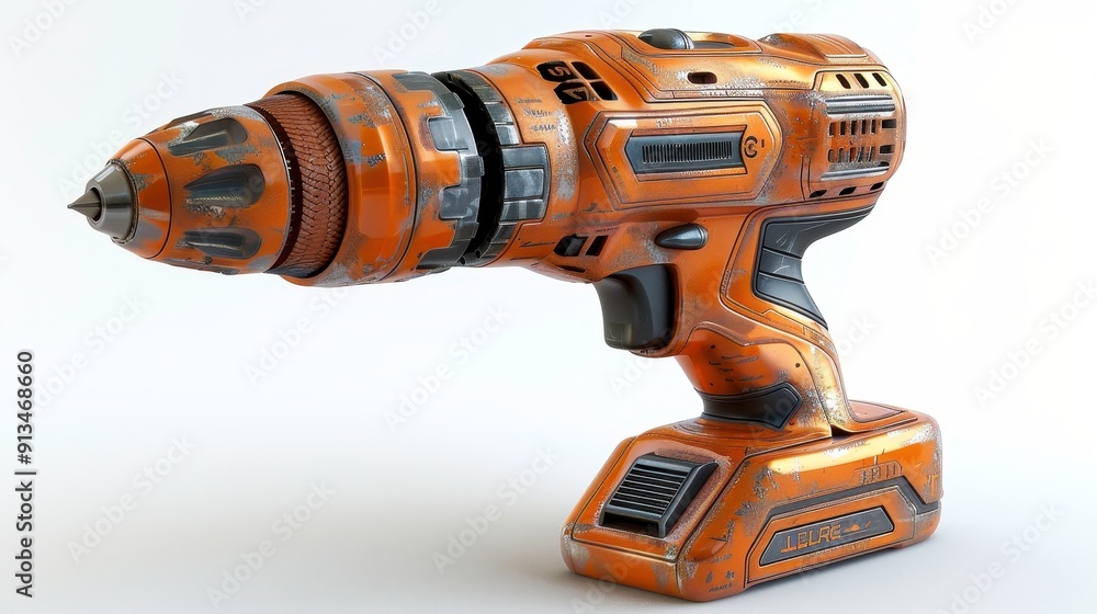 Impact driver, 3D illustration, realistic, isolated on white background Impact driver, 3D illustration, realistic, isolated on white background