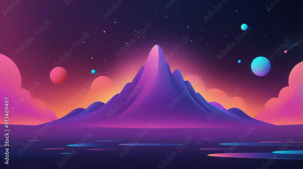 Fototapeta premium Vivid Space-Themed Digital Art with Planets and Stars in 4K