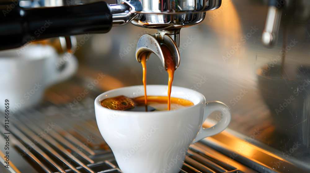 Espresso poruing from coffee machine Espresso poruing from coffee machine