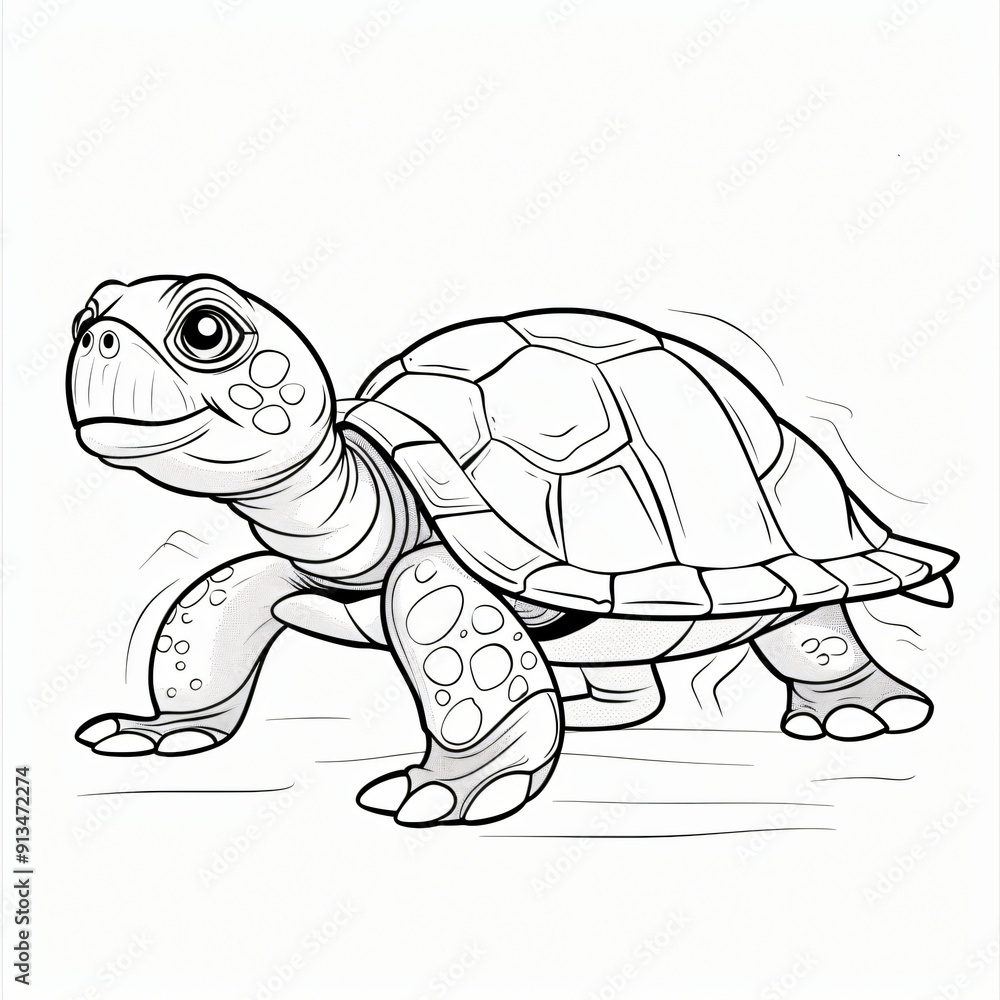 Fototapeta premium Cartoon of a Turtle children coloring book page 