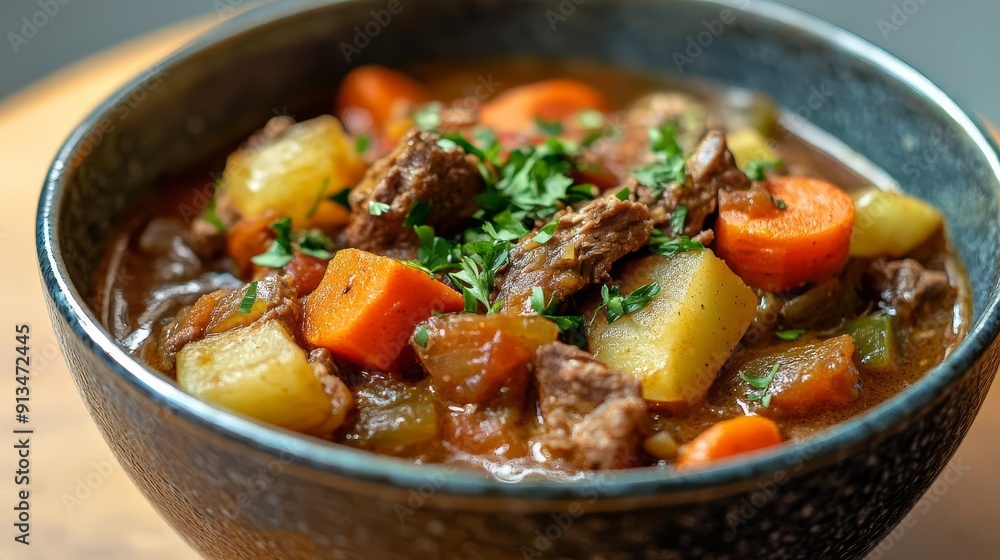 Warm bowl of hearty winter stew, Winter food, Comforting meal Warm bowl of hearty winter stew, Winter food, Comforting meal