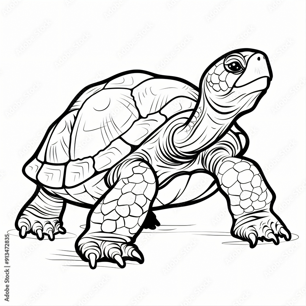 Fototapeta premium Cartoon of a Turtle children coloring book page 