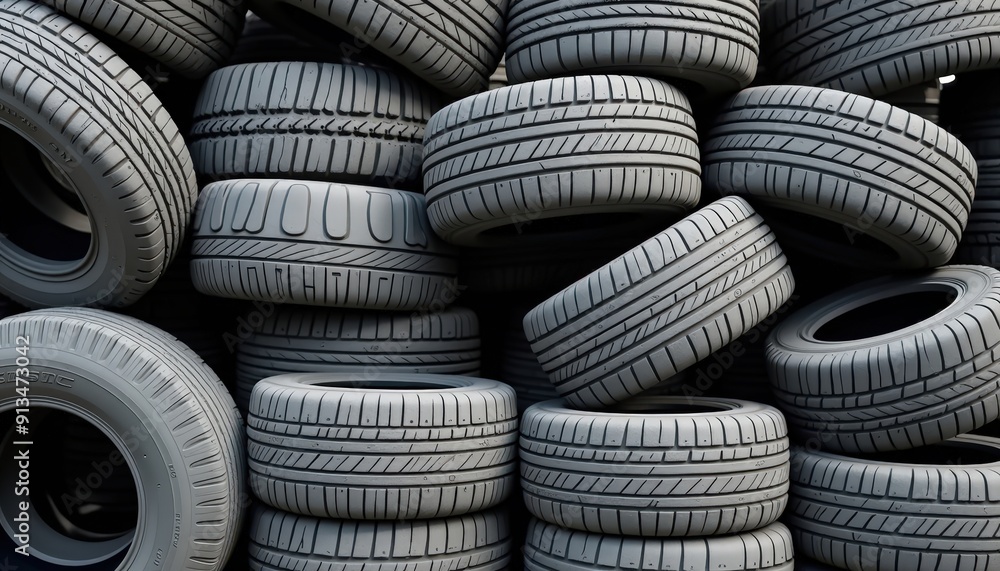 Stack of Gray Car Tires. Stack of Gray Car Tires.