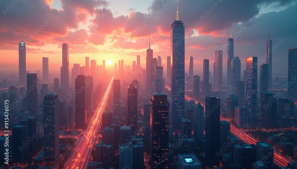 Fototapeta premium Cityscape Sunset.