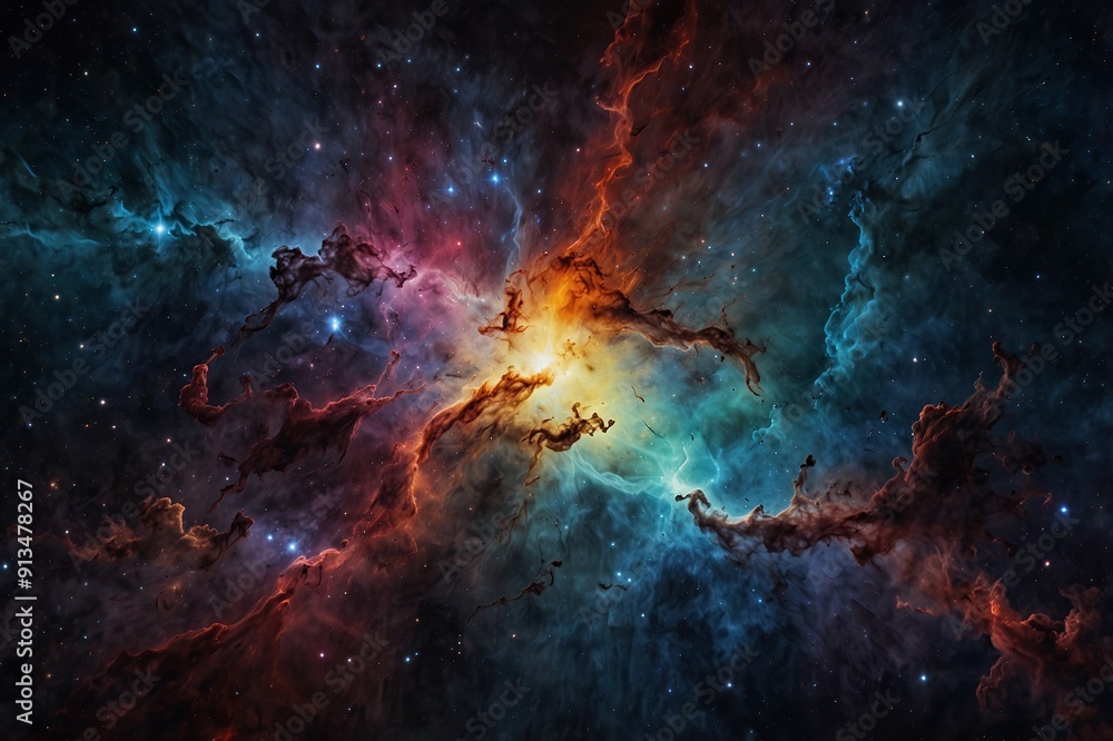 Fototapeta premium An ethereal abstract display of colorful space nebula ideal for wallpaper or background uses, sure to be a best-seller for its beauty