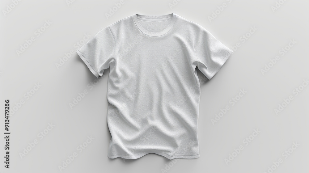 A white shirt is laying on a white background. The shirt is folded and has a smooth texture A white shirt is laying on a white background. The shirt is folded and has a smooth texture
