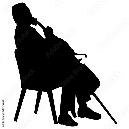 Jazz Musician Silhouette on White Background. Flat Graphic Vector Illustration