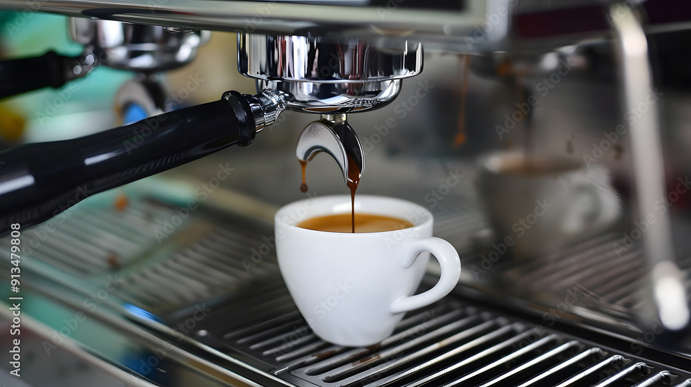Espresso poruing from coffee machine Espresso poruing from coffee machine