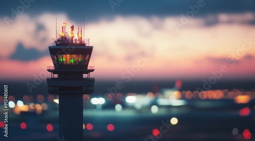 ATC aerial view scene at afternoon, Camera slow motion with different angles