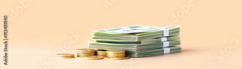 Riches displayed, bills and transaction record, flat design illustration photo