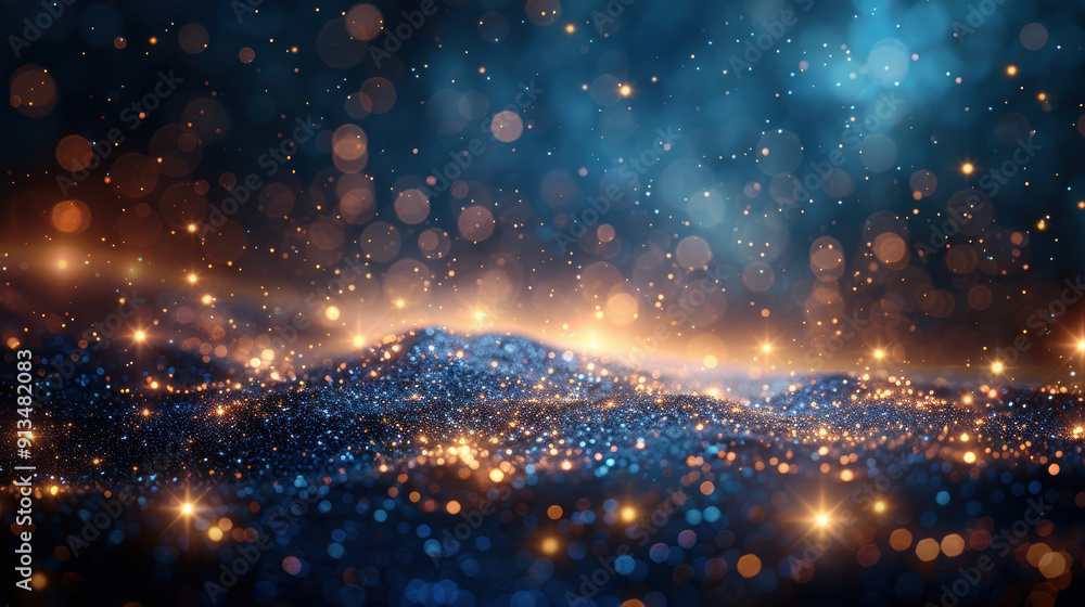 Obraz premium A blue sky with a lot of stars and a few orange ones