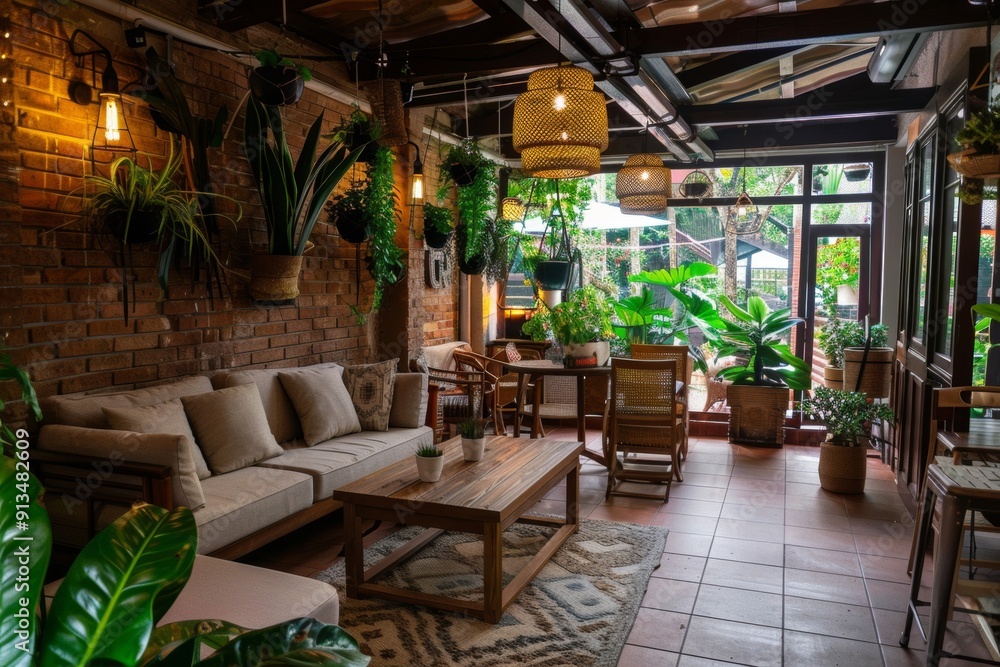 Discover our cozy bohemian cafe with a fresh twist, featuring warm lighting Discover our cozy bohemian cafe with a fresh twist, featuring warm lighting