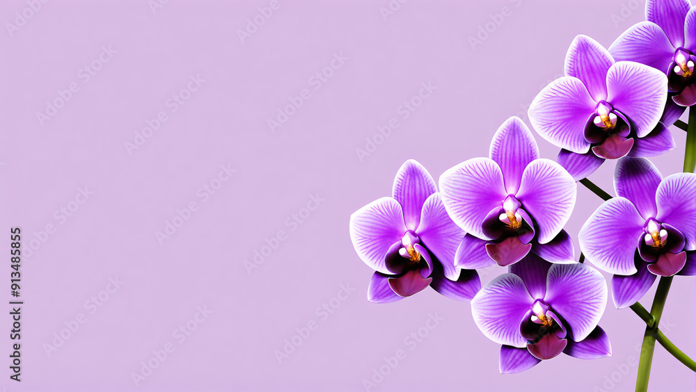 Naklejka premium Purple Orchids with Ample Copy Space