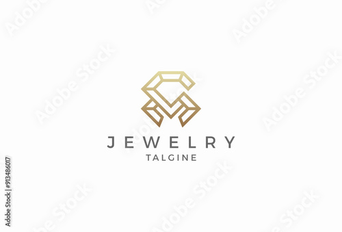 Diamond logo design, diamonds form the letter C and M, jewelry logo design template design element, vector illustration