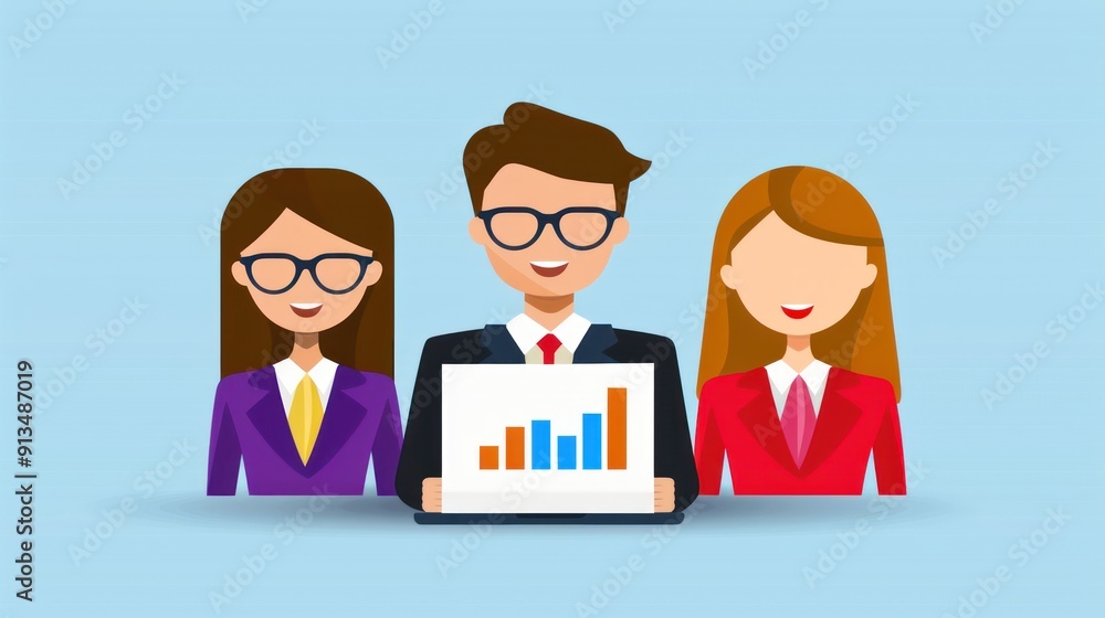 Strategic planning, executives sharing strategies, flat design Strategic planning, executives sharing strategies, flat design