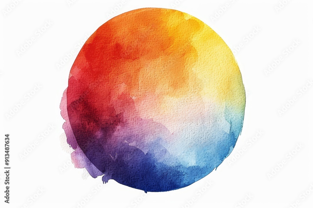 Fototapeta premium spot round frame. Rainbow watercolor element. Generative AI 