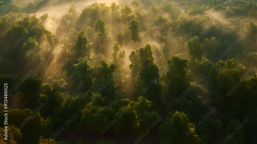 Sunbeams Through a Misty Forest Sunbeams Through a Misty Forest