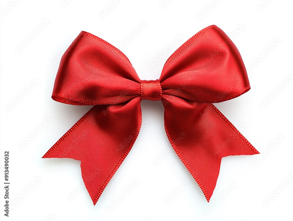 Fototapeta premium A red ribbon bow on a white background